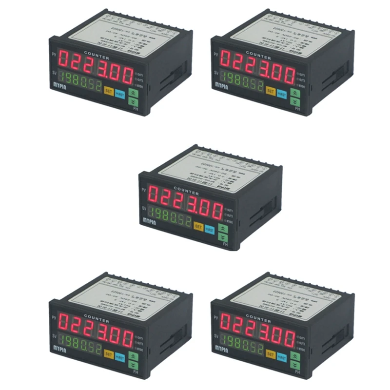 

5X MYPIN Counter Mini Length Batch Meter 1 Preset Relay Output Count Meter Practical Length Meter 90-260V AC/DC