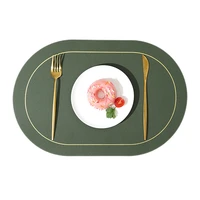 inyahome oval faux leather pu table place mats heat resistant placemats modern kitchen decor for home dining table plates green