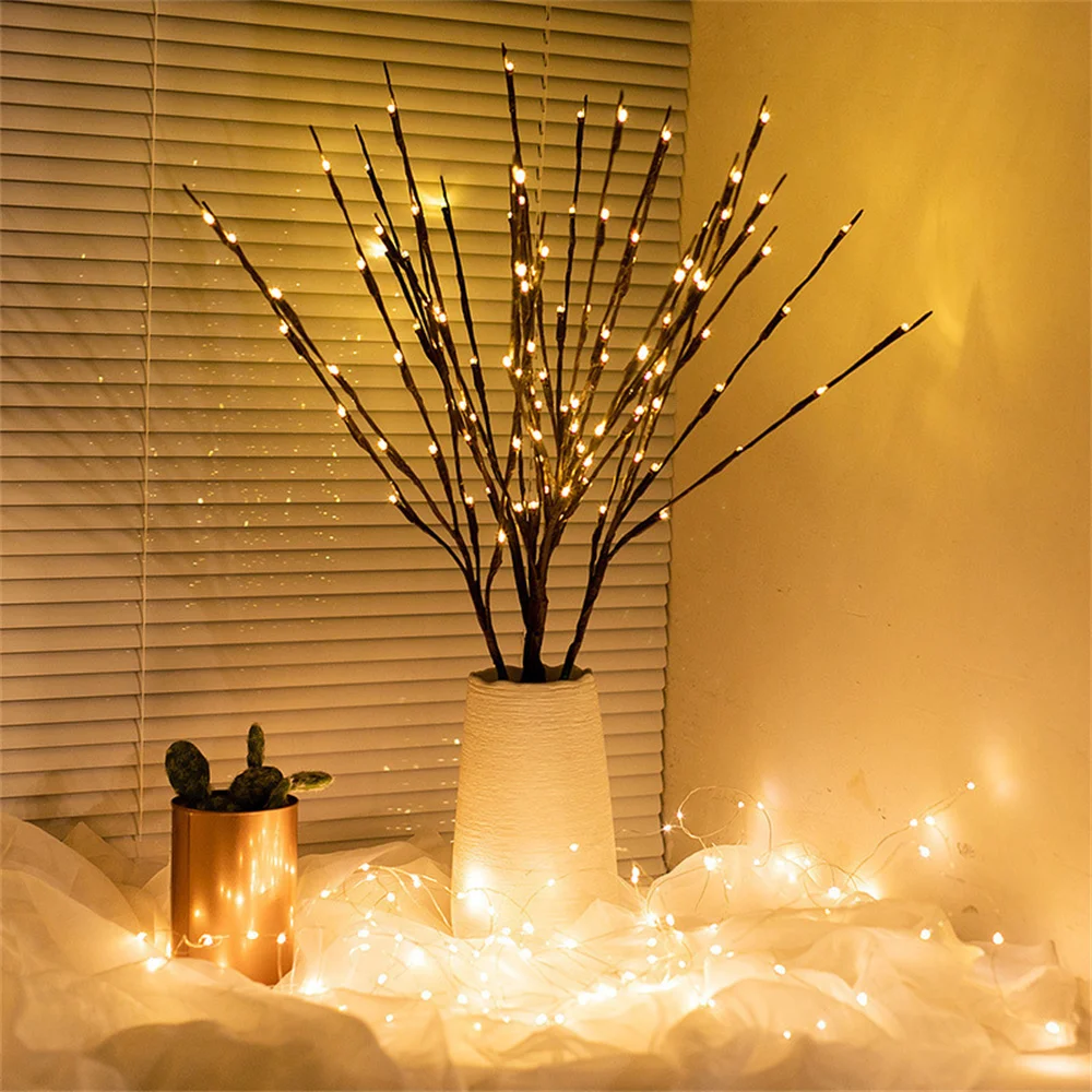 

73cm 20 Bulbs Willow Branch Lamp DIY Battery Operated Simulation Willow Branch Vase Night Light For Home Party Garden Decoration