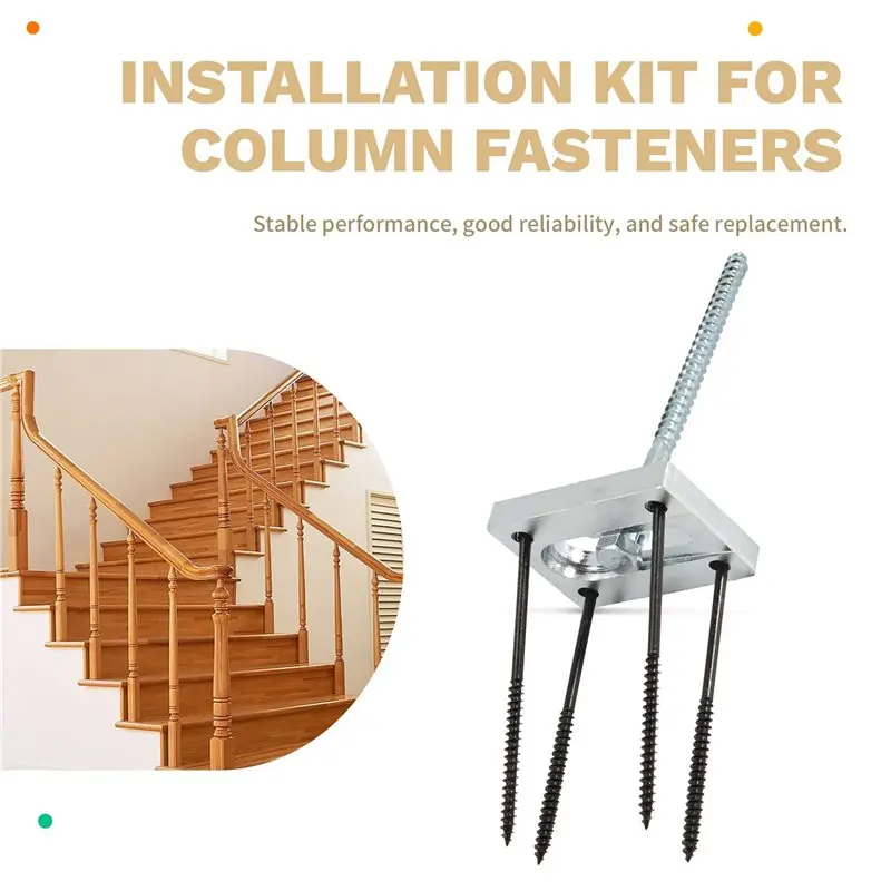 Фото Комплект для крепления стойки лестничной оголовки LUCKshopping, 6 шт., для установки деревянных перил на готовые полы №2