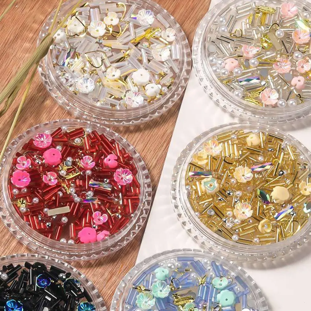 

Rivet Manicure Accessories Hollow Rod Nail Ornament Nail Rhinestone Mixed Nail Accessories DIY Nail Art Decoration