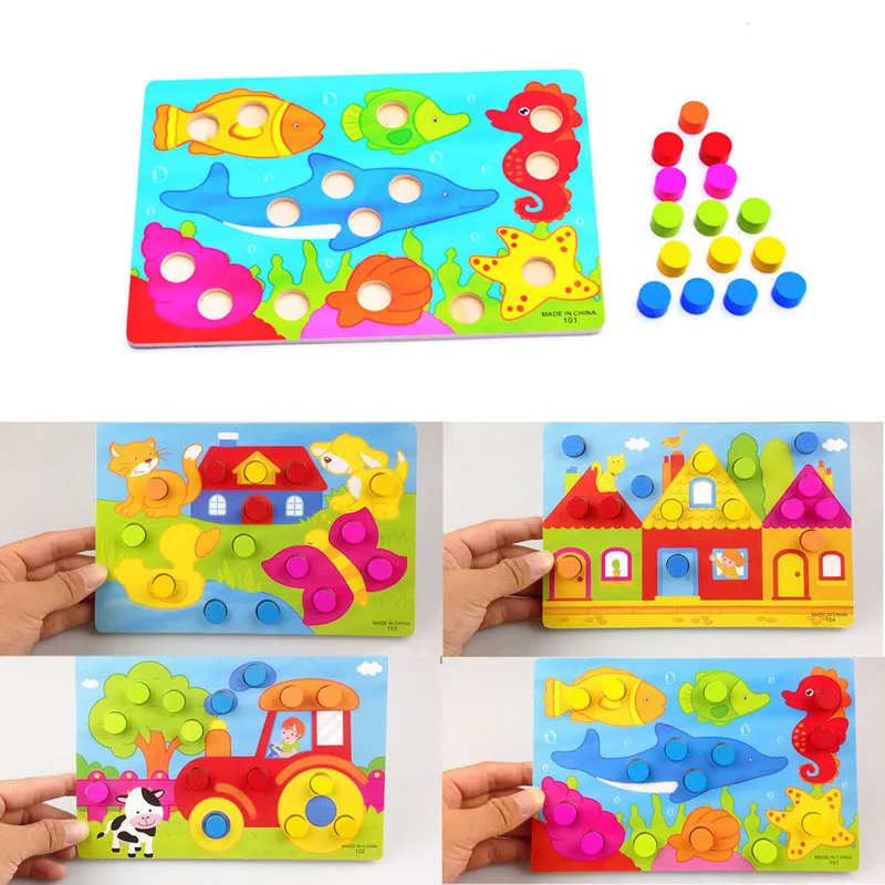 

Color Matching Toy Puzzle Grasp Toy Montessori Early Learning Toy Montessori Color Sorting Wooden Puzzle Board