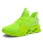 Мужские сетчатые кроссовки, модная спортивная обувь для бега, яркие контрастные, черные, оранжевые, белые, зеленые, желтые