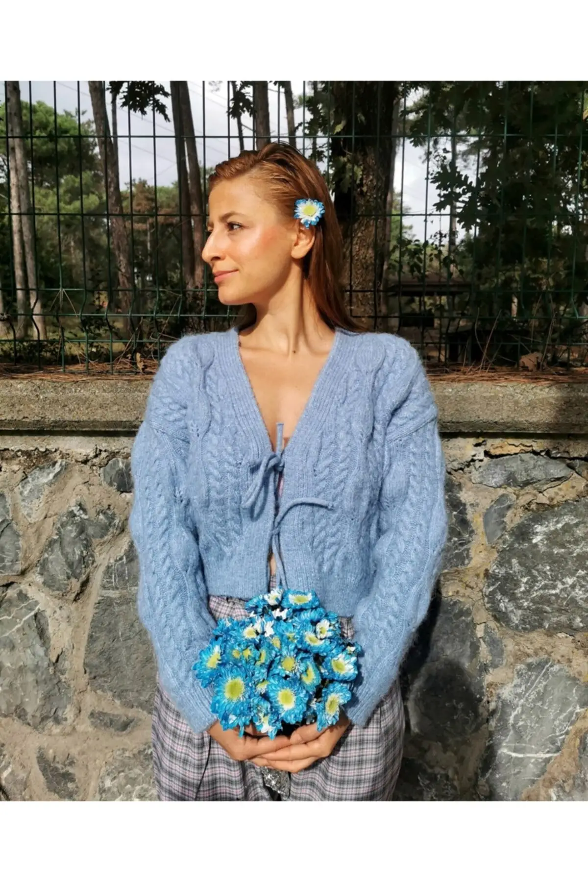 

Women's Cardigan Craft And Boutique Knit Long Sleeve Blue Casual Knitted Quality Fashion Sweaters Loose Jumper