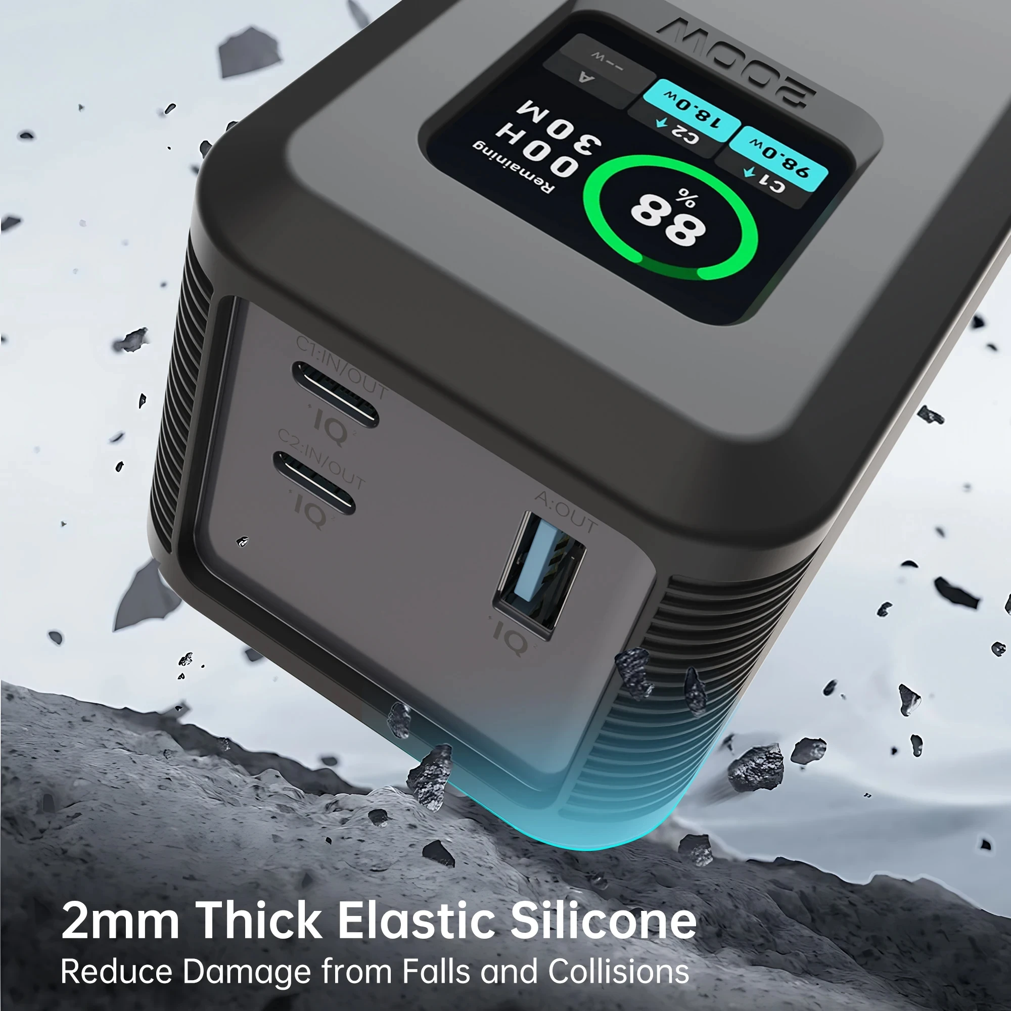 Фото Силиконовый чехол, дорожный чехол для Anker Prime Power Bank, 20 000 мАч, 200 Вт, защитный чехол для хранения карт TF/SM для Anker 200 Вт Prime №4