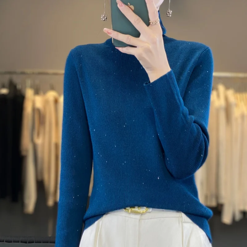 Кашемировый свитер с высоким воротником женский пуловер осенне-зимний вязаный