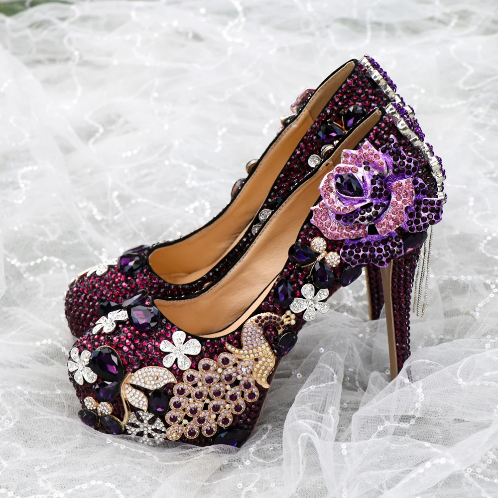 

Женские туфли на каблуке 14 см, с кристаллами