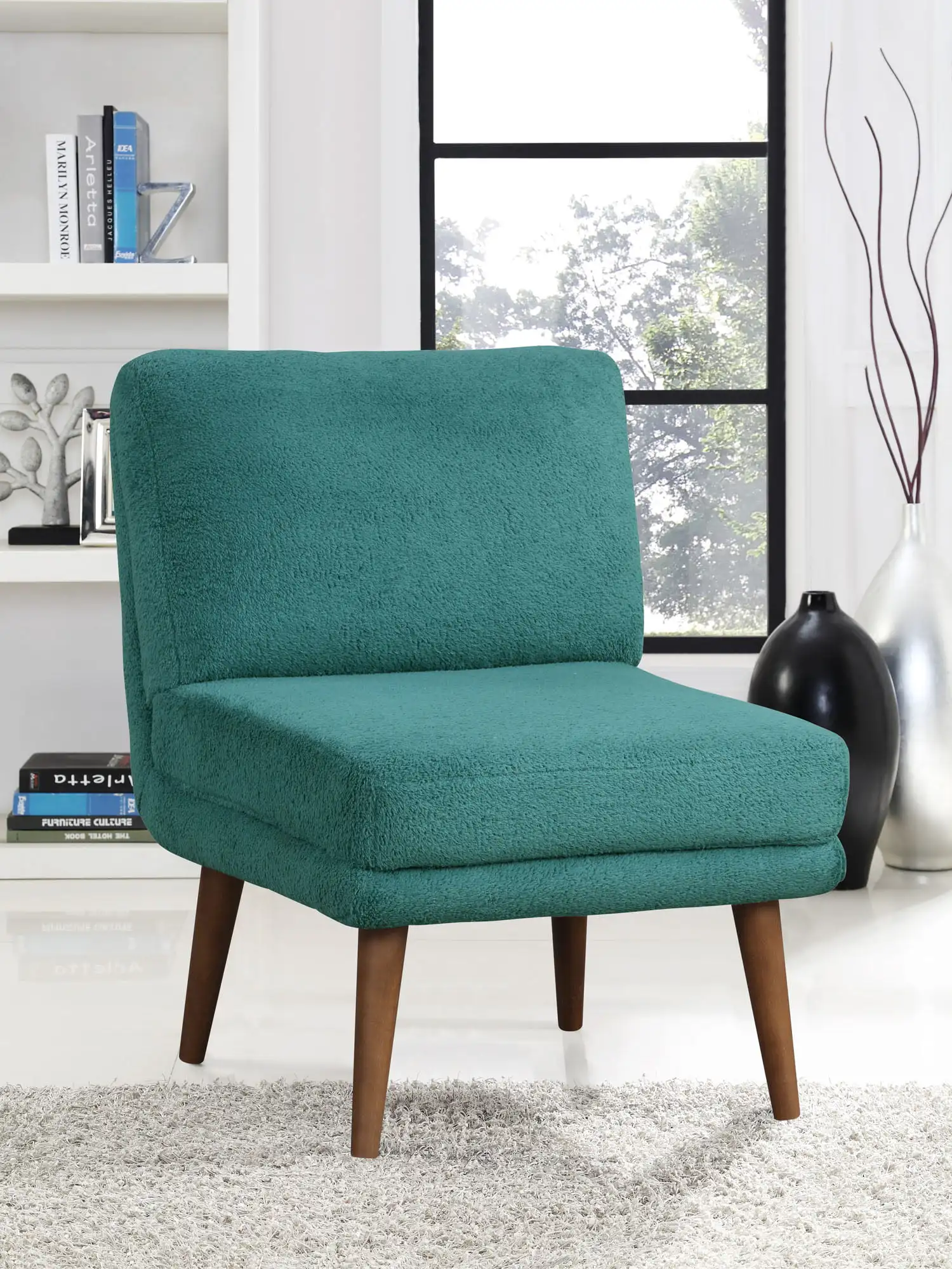 

Ember Interiors Dakari Glam Lounge Chair, Teal Blue Fabric furniture chairs for bedroom lounge chair