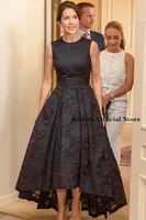 Elegant Lace High Low Evening Occasion Dresses A Line Sleeveless Jewel Neck Party Cocktail Gowns Mother Of Bride Groom Wears