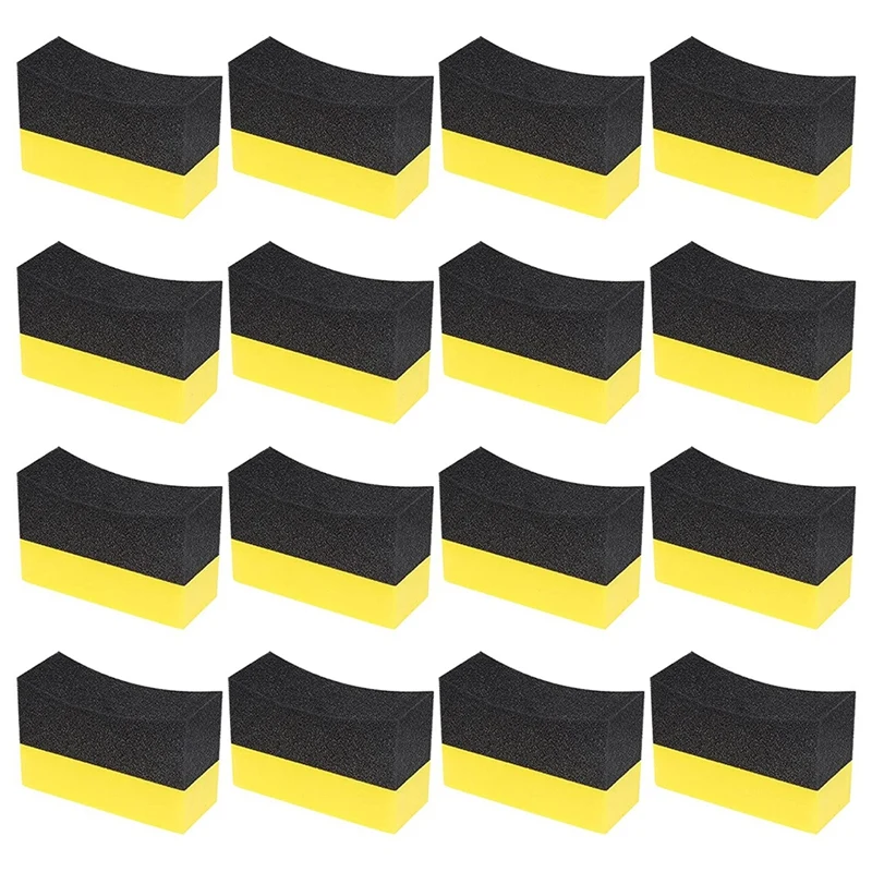 

16 Pieces Tire Contour Dressing Applicator Pads Crescent Tire Polishing Sponge Wax Buffing Pads for Car Family Cleaning