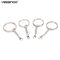 silver plated metal blank keyring keychain split ring keyfob key holder rings women men diy key chains accessories 10pcs lot