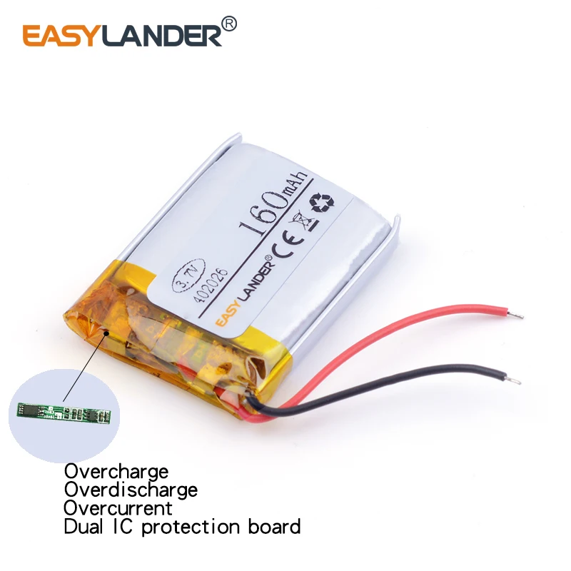 

Новый продукт 402026 042026 160 мАч литий-полимерный аккумулятор 3,7 в, специальная Bluetooth-гарнитура