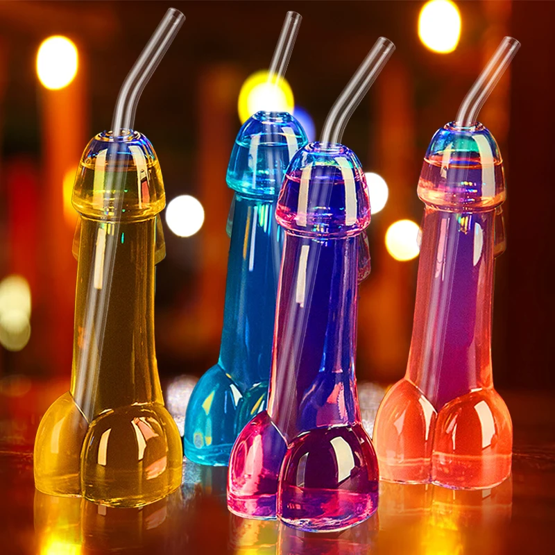 

2/4pc Penis Shaped Glass Cup Whiskey Cocktail Wine Shot Glass Pic Glas Genital Dick Small Mouth Mug Bachelorette Party Bar Tool