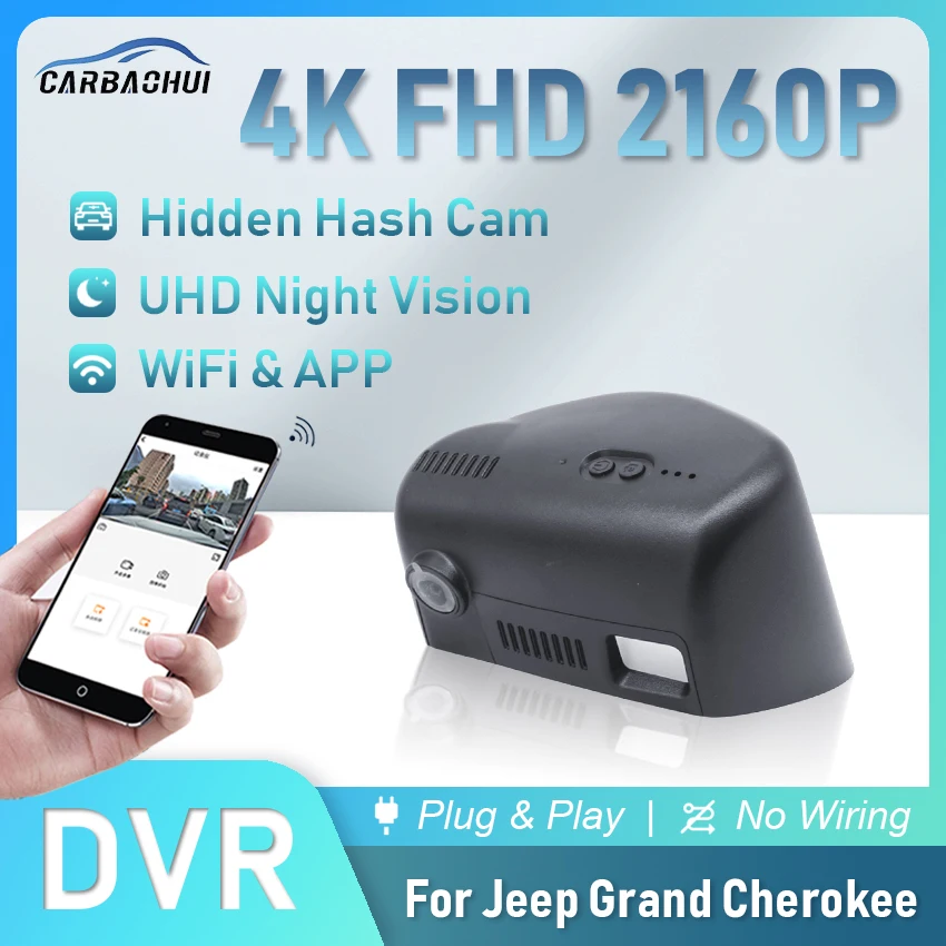 4K 2160P Car DVR Plug and Play Dash Cam Camera UHD Night Vision WiFi APP Driving Video Recorder For Jeep Grand Cherokee WK2