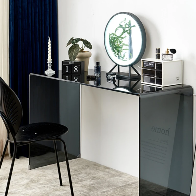 

Glass Transparent Italian Minimalist Manicure Makeup Table Dressing Internet Celebrity InsStyle Bedroom Modern