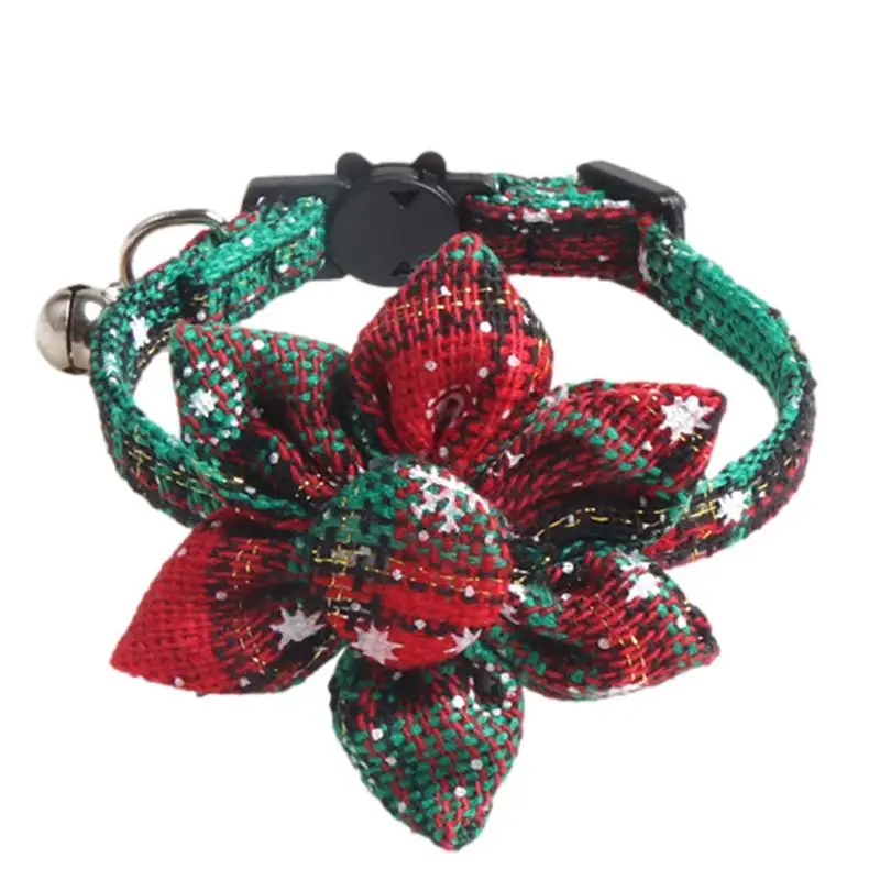 

Christmas Pet Collar Plaid Snowflake Adjustable Christmas Collar Dog Collar Christmas Bows Pet Costume For Events Gatherings
