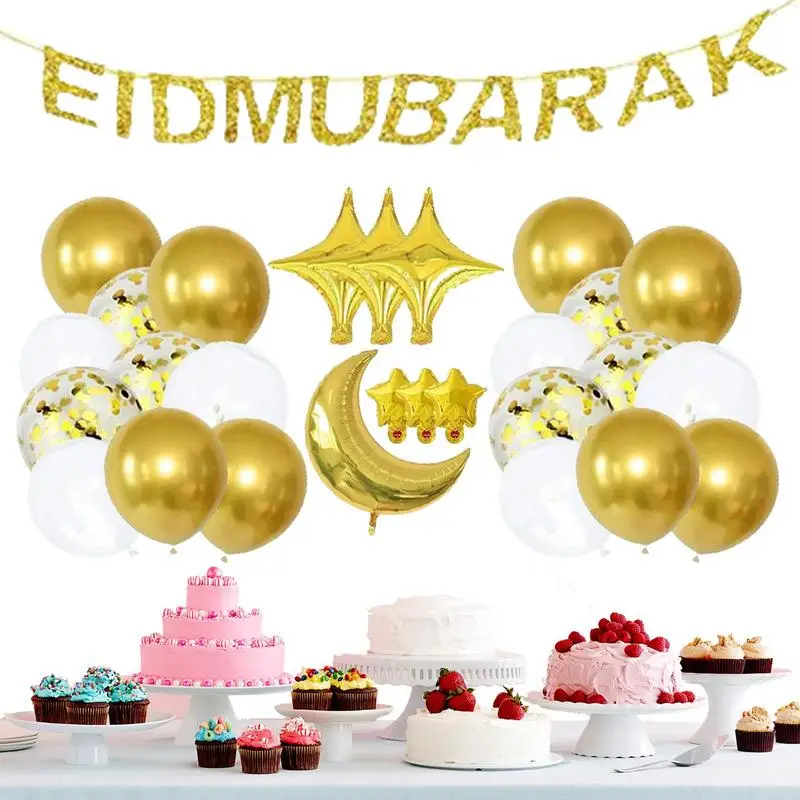 

2023 Eid Letter золотые шары Moon Star Letters, домашние настенные воздушные шары, украшение для дома, праздника, дня рождения, товары для вечеринки