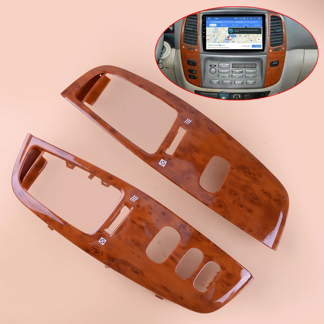 

1 Pair Car Dashboard Air Vent Frame Panel Cover Wood Grain Fit for Toyota Land Cruiser 100 LC100 FJ100 2007 2006 2005-1997 LHD
