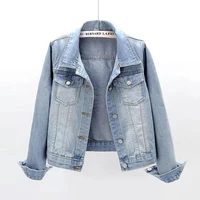 short denim jackets women tops 2022 autumn wash long sleeve vintage casual jean jacket bomber denim coat female outerwear