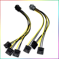 2 pieces 20cm pcie 6pin female to 3 molex ide 4pin power graphic card cables