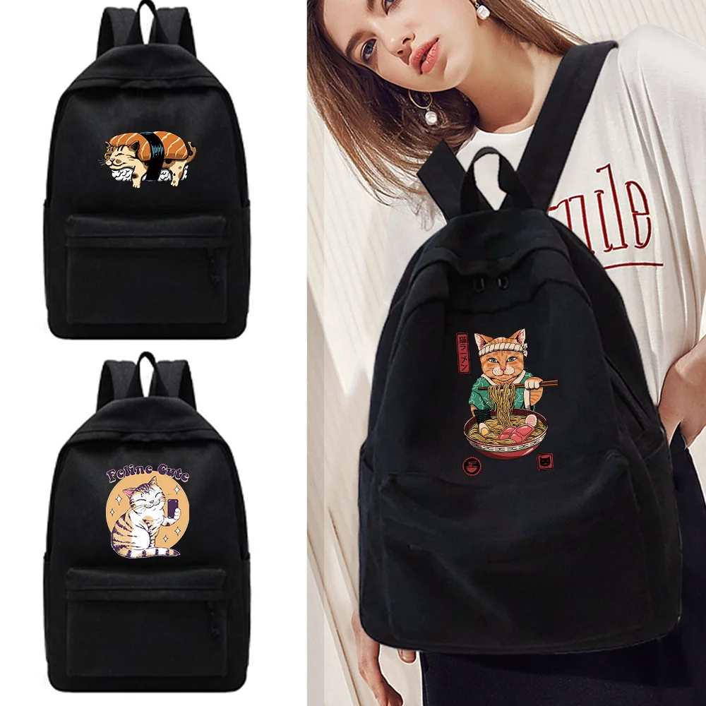 

Women Backpack Japan Cat Print Student Rucksack Female Travel Sport Laptop Rucksack Book Schoolbag for Teenage Girl Boys Satchel