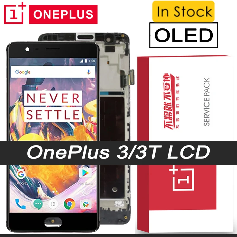 100% Tested 5.5 inches OLED Display with frame for OnePlus 3 1+3 3T A3000 LCD Touch Screen Digitizer Replacement Parts | Мобильные