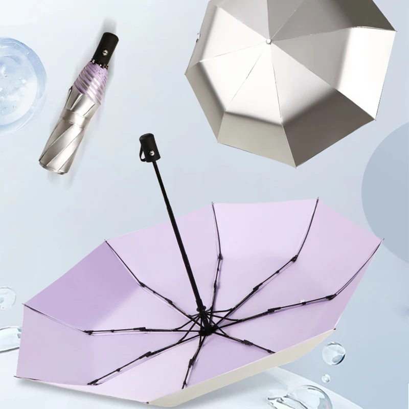 

Uv Umbrella for Women Travel Fully Automatic Titanium Silver Sun Shading Upf50 Plus Folding Women's Umbrella for Rain and Sun