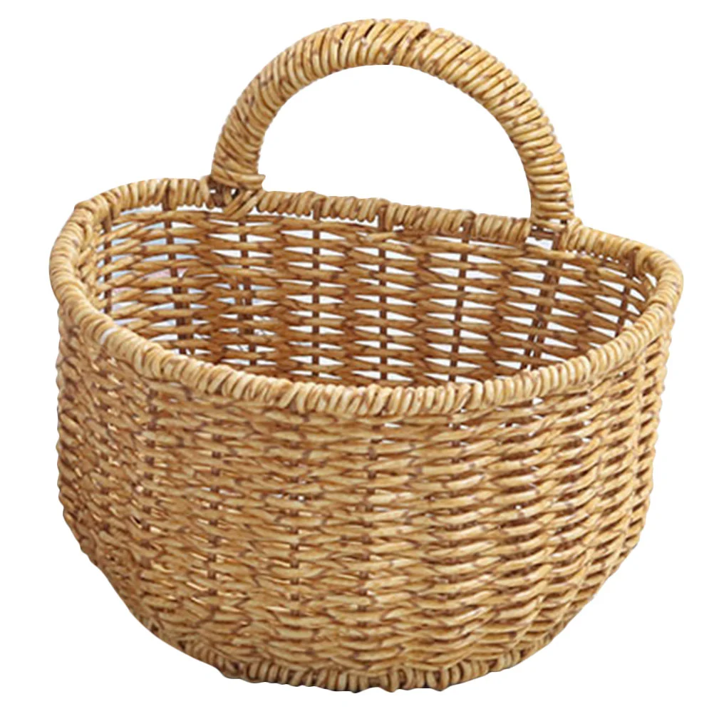 

Basket Hanging Storage Wall Woven Flower Rattan Wicker Fruit Baskets Bin Egg Holder Vegetable Pots Sundries Garlic Planters