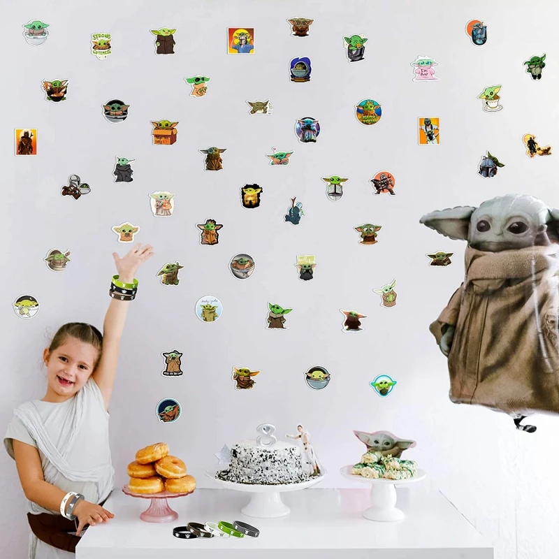 

82Pcs/set Galaxy Wars Baby Party Favors Kawaii Sticker Keychain Wristband Badge Printed Pattern Teaching Rewards Gifts for Kids