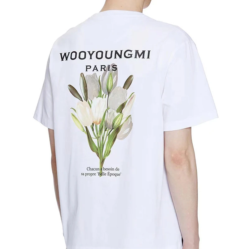 

Wooyoungmi T-shirt Korean Style 100% Cotton Shirt WYM Luxury Brand Tshirts Men Women Summer Tops Oversized Flower Fashion Tees