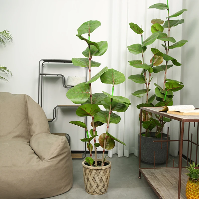 

130cm Artificial Sea Grape Tree Tropical Green Plants Bonsai Fake Leaves Big Tree Potted Home Office Indoor Floor Decoration