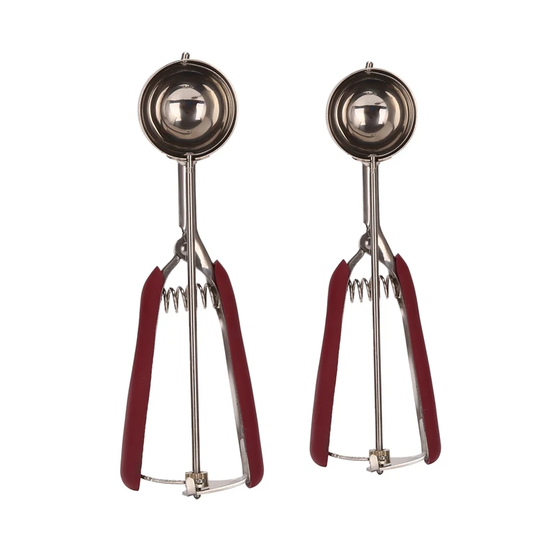 

2 шт., совок для мороженого из нержавеющей стали, совок для пюре, совок для мороженого с нескользящей силиконовой ручкой