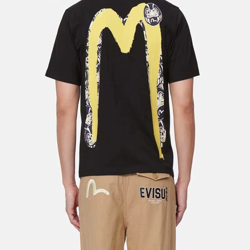 

New Fashion Brand Japanese Style Retro Y2k New Black T-Shirt Print Pattern 100% Cotton Short Sleeve Men's Short Sleeves