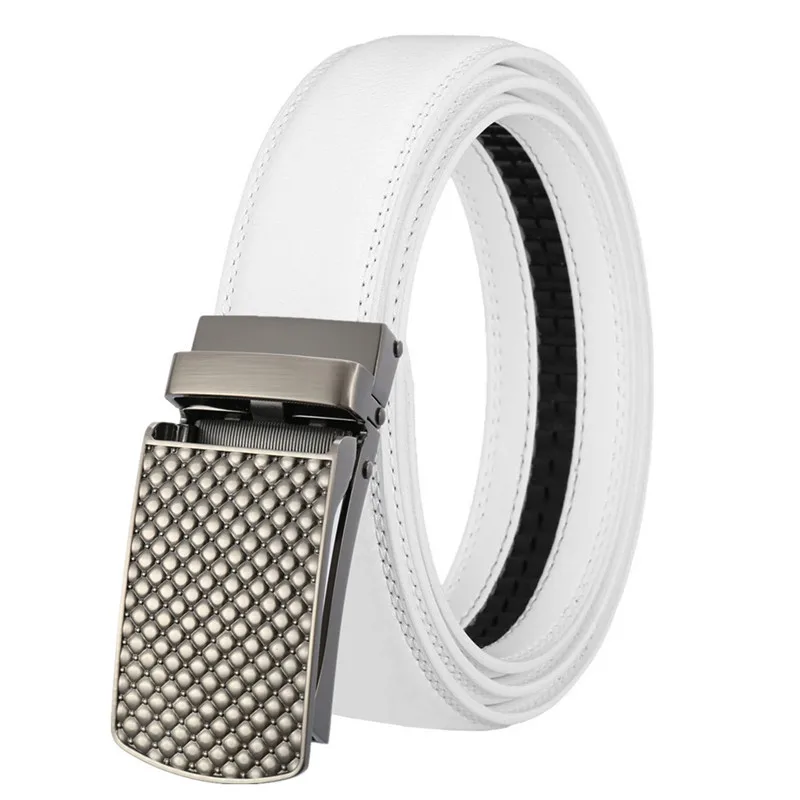 

Fashion Genuine Leather Men's Belts Automatic Buckle Straps Ratchet Business Waistband 3.1cm Width High Quality Luxury Brand