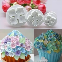 3pcsset silicone hydrangea fondant cake decorating plunger cutter flower blossom mold home cake tools