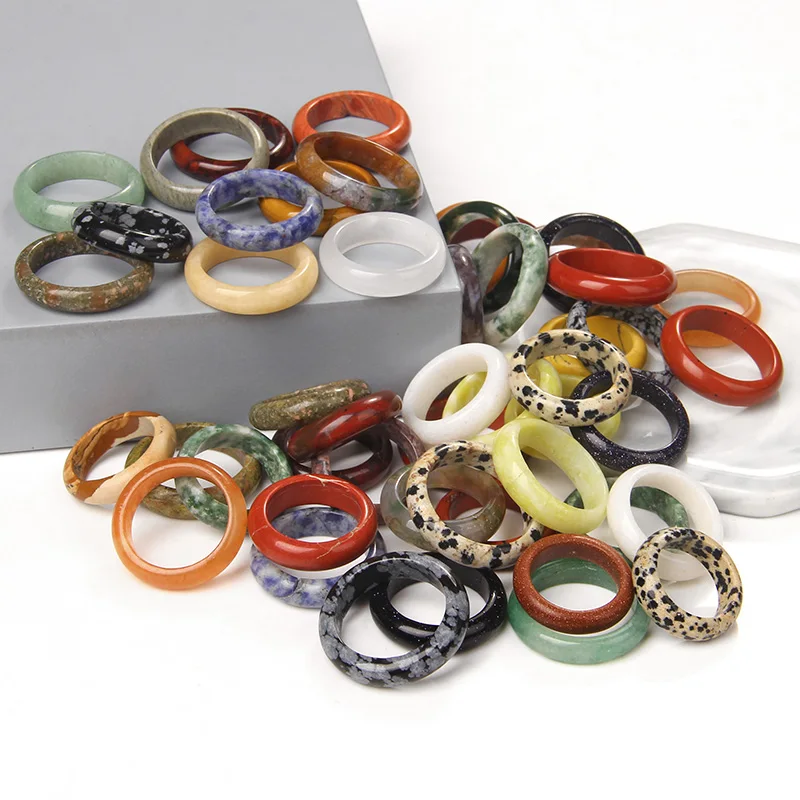 Кольцо кольцо из минералов унисекс разноцветного черного зеленого красного