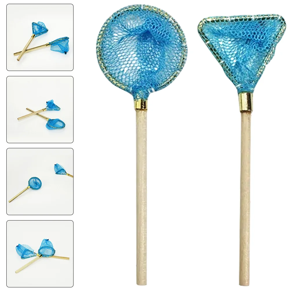 

2Pcs Minihouse Fishing Mesh Toy Mini Fishing Mesh Fishing Net Photography Props