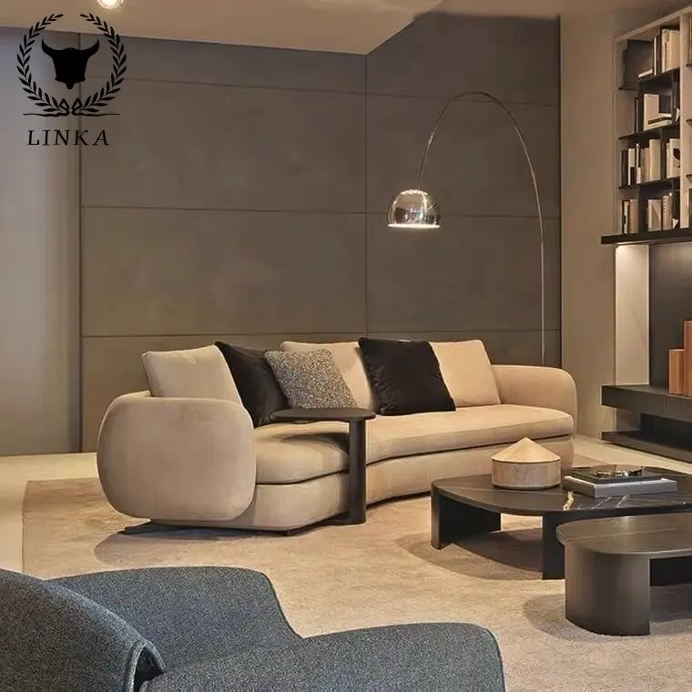 

ChinaFurniture Processing and Production Factory Modern Light Luxury Fabric Stainless Steel Foot Bracket Multi-seat Sofa