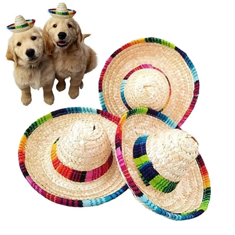

Pcs Dog Hat Natural Straw мини-шляпы новый дизайн мини мексиканская шляпа для рабочего стола аксессуары для карнавала дня рождения