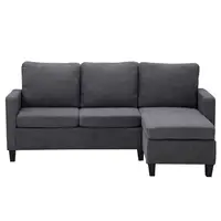 Convertible Sectional Sofa Couch with 3-Seat Sofa L-Shaped Modern Fabric Couch with Ottoman for Small Living Room Apartment