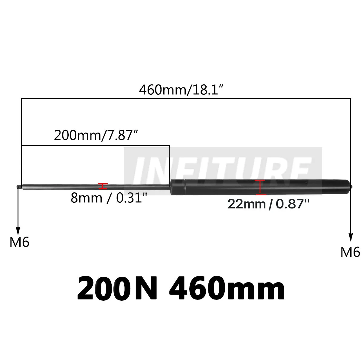 2 шт. 360 мм 460 200N M8 Универсальная подъемная опора Передний капот с капюшоном Задняя