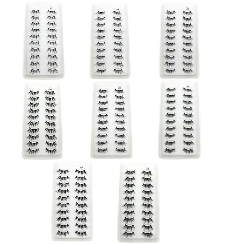 

Half Lashes Natural Wispy Cat-Eye Mink Lashes Flared-Curly Fake Eye Lashes Extensions 3D False Eyelashes for Daily Wear