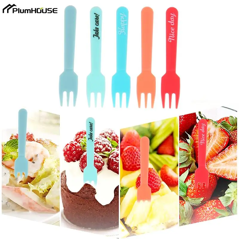 

5Pcs Colored Fruit Fork Mini Cartoon Children Snack Cake Dessert Food Fruit Pick Toothpick Bento Lunches Party Decor