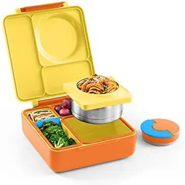 

OmieBox Bento Box for Kids - Insulated Bento Lunch Box with Leak Proof Food Jar - 3 Compartments, Two Temperature Zones - (Suns