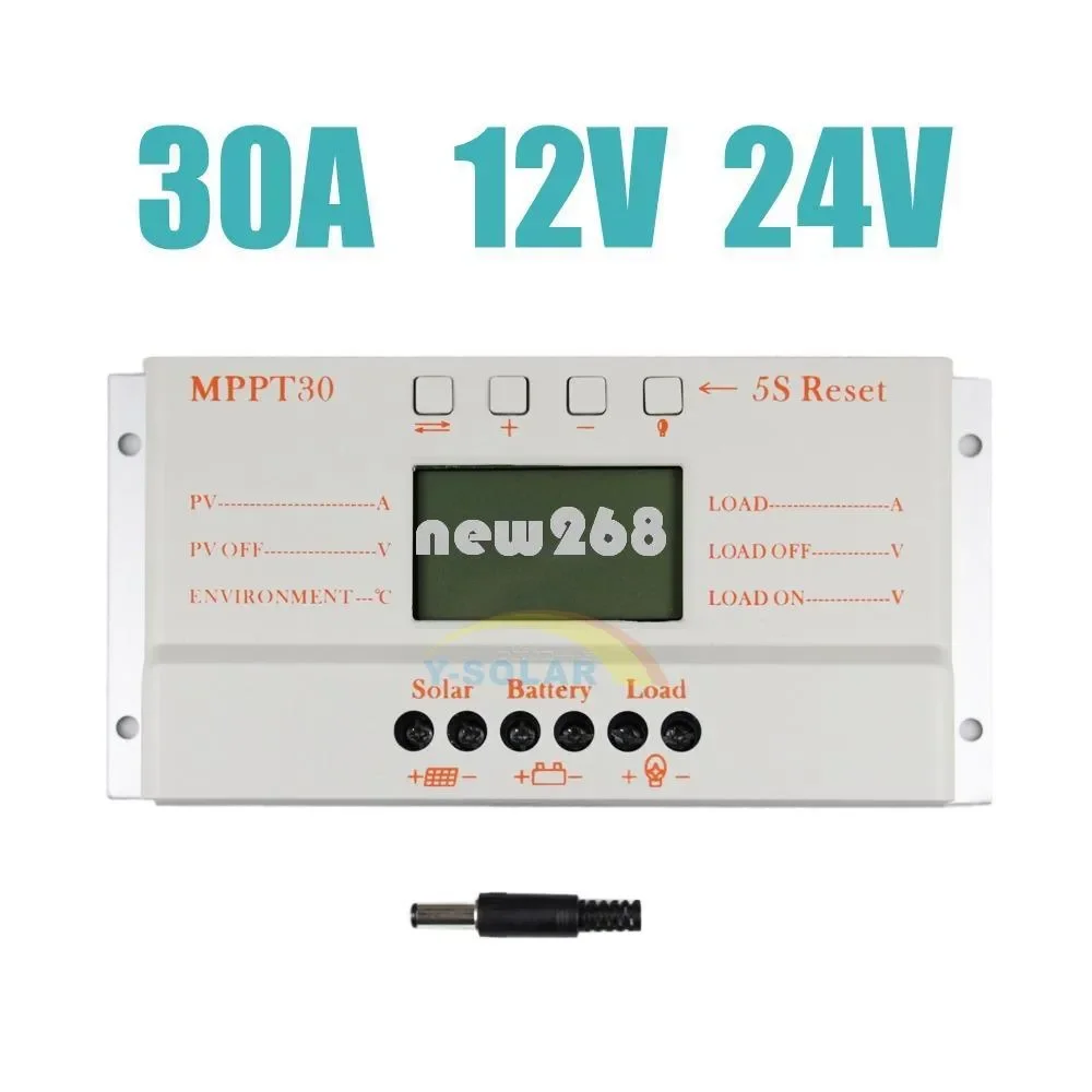 

Solar Controller 30A MPPT30 12V 24V Auto Work LCD Display Light and Timer with Max 720W Solar Panel for Off Grid Pv System