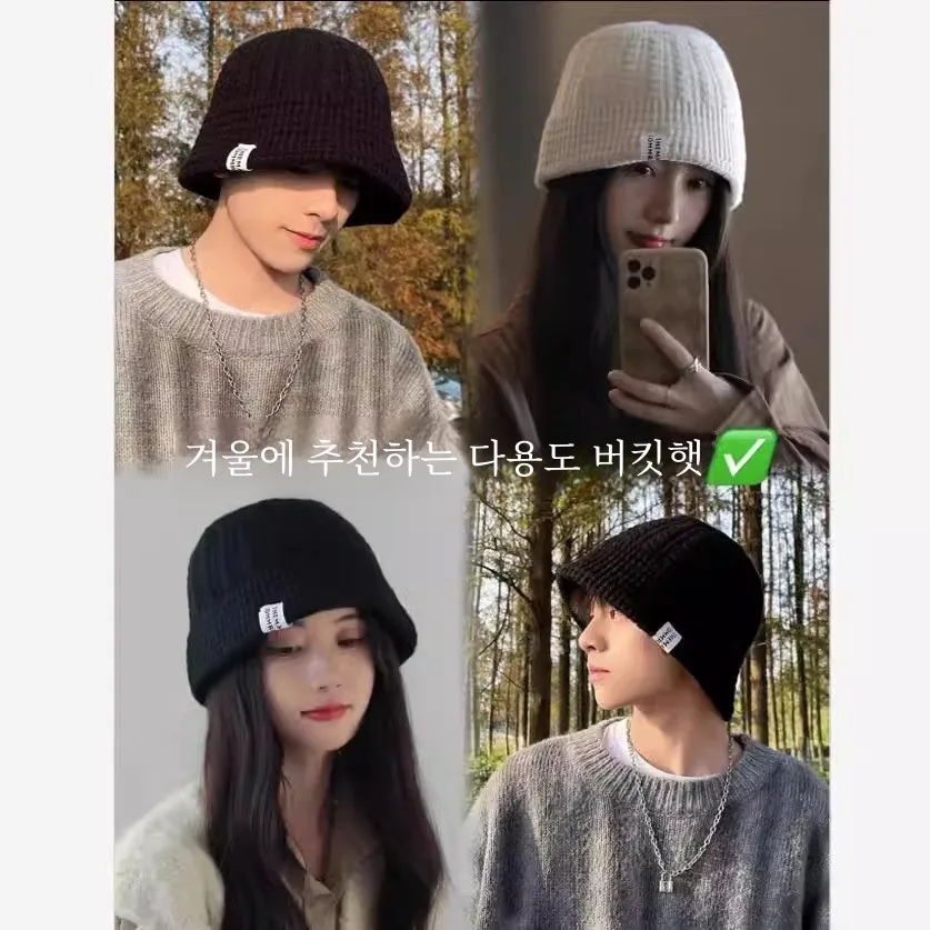 Шерстяная шапка Muj с принтом женская осенне-зимняя теплая вязаная рыбацкая