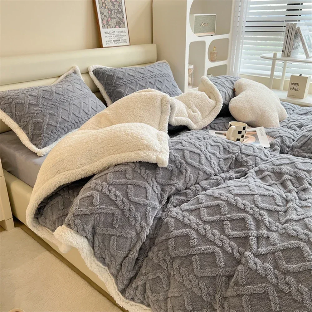 

Warmth Duvet Cover Dual Use Blanket Artificial Cashmere Warm Winter Blanket Soft Cozy Fleece Quilt Cover Plush Blankets for Beds
