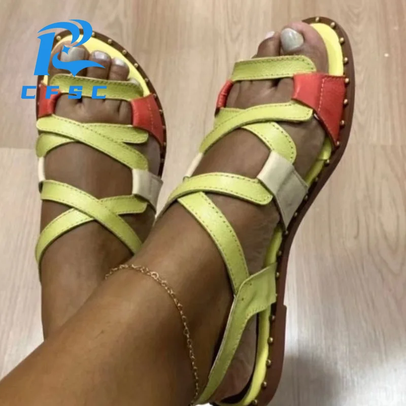 

Women Sandals 2022 New Gladiator Summer Sandals Flat Shoes Women Rome Style Summer Chaussure Femme Flats Women Summer Footwear