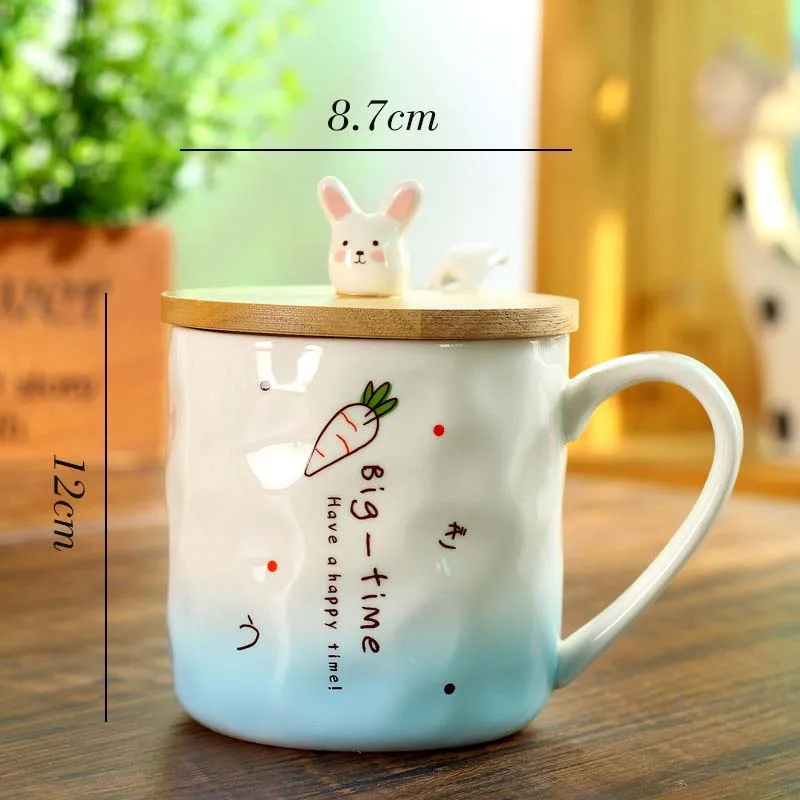 Керамические кружки в виде милого кролика с ложкой и крышкой креативная кружка