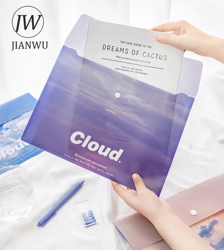JIANWU 4 шт./компл. вместительные пакеты для хранения файлов А4 кнопки офисные